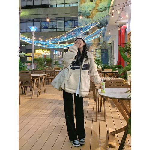 2025秋冬新款小香風克萊因藍小個子美式羊羔毛連帽棒球服厚外套女 2025秋冬新款小香風克萊因藍小個子美式羊羔毛連帽棒球服厚外套女