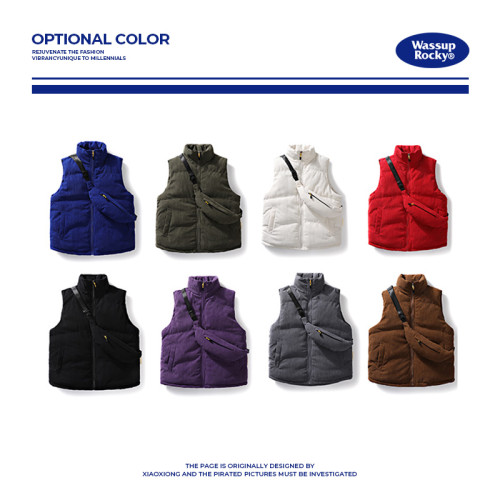 Wassup Rocky日系復古vintage羽絨綿馬甲冬季坎肩立領馬夾外套潮 Wassup Rocky日系復古vintage羽絨綿馬甲冬季坎肩立領馬夾外套潮