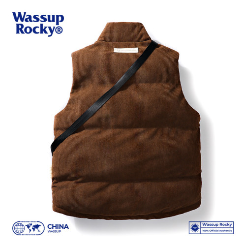 Wassup Rocky日系復古vintage羽絨綿馬甲冬季坎肩立領馬夾外套潮 Wassup Rocky日系復古vintage羽絨綿馬甲冬季坎肩立領馬夾外套潮