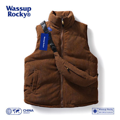 Wassup Rocky日系復古vintage羽絨綿馬甲冬季坎肩立領馬夾外套潮 Wassup Rocky日系復古vintage羽絨綿馬甲冬季坎肩立領馬夾外套潮