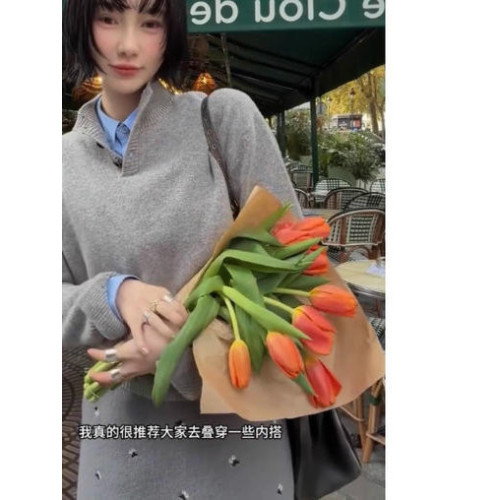 MONA 50綿羊毛 高級氣質百搭 立領針織衫上衣女小個子 2025爆款 MONA 50綿羊毛 高級氣質百搭 立領針織衫上衣女小個子 2025爆款