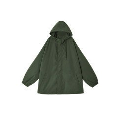 軍綠色機能風春秋款拉鍊薄外套女鹽系寬松工裝夾克戶外露營風穿搭