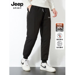 吉普男士羽絨褲男款外穿冬季新款男褲加厚防寒褲保暖褲子防風大碼