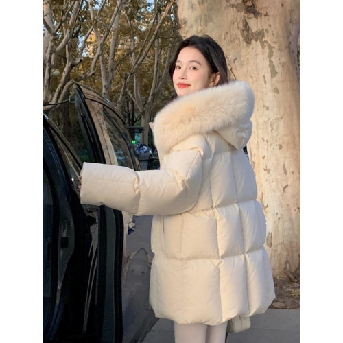 慵懶毛領連帽白色羽絨棉服女2025新款冬季爆款棉衣cleanfit厚外套 慵懶毛領連帽白色羽絨棉服女2025新款冬季爆款棉衣cleanfit厚外套