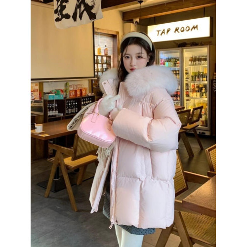 慵懶毛領連帽白色羽絨棉服女2025新款冬季爆款棉衣cleanfit厚外套 慵懶毛領連帽白色羽絨棉服女2025新款冬季爆款棉衣cleanfit厚外套