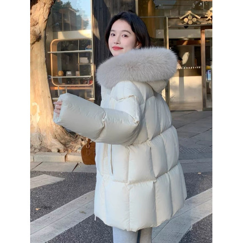 慵懶毛領連帽白色羽絨棉服女2025新款冬季爆款棉衣cleanfit厚外套 慵懶毛領連帽白色羽絨棉服女2025新款冬季爆款棉衣cleanfit厚外套