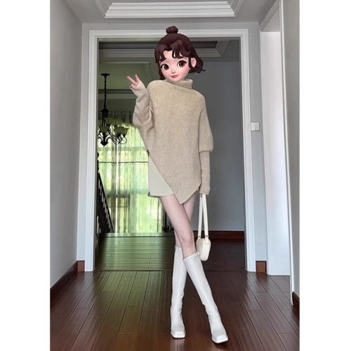 小香風內搭紅色毛衣女秋冬季2025新款不規則小衆不撞款高領針織衫 小香風內搭紅色毛衣女秋冬季2025新款不規則小衆不撞款高領針織衫