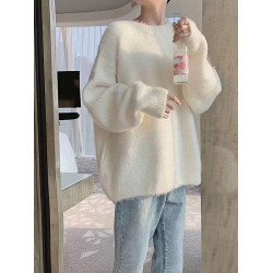 2025秋冬新款馬海毛軟糯毛衣女慵懶風寬松加厚小個子內搭針織衫