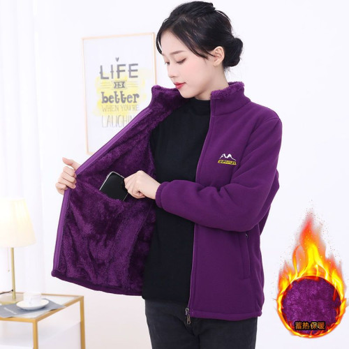 秋冬季媽媽裝搖粒絨外套中老年加絨加厚立領保暖上衣休閒拉鍊開衫 秋冬季媽媽裝搖粒絨外套中老年加絨加厚立領保暖上衣休閒拉鍊開衫