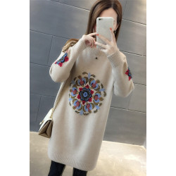 2025秋冬新款洋氣韓版女士中長款針織裙打底衫加絨加厚春秋毛衣女