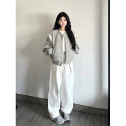 灰色棒球服外套女秋冬季2025年新爆款小個子香風寬松夾克短款上衣