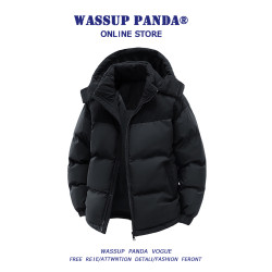 WASSUP PANDA燈芯絨拼接羽絨服男冬季新款加厚麵包服情侶棉服外套