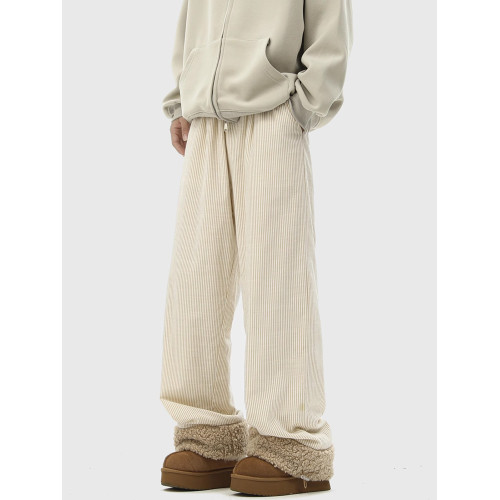 BWKA多巴胺條紋保暖棉褲女男冬季加絨加厚防寒濶腿褲慵懶風休閒褲 BWKA多巴胺條紋保暖棉褲女男冬季加絨加厚防寒濶腿褲慵懶風休閒褲