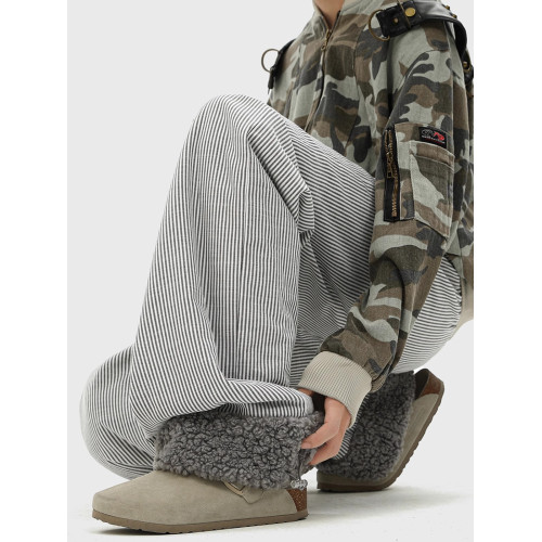 BWKA多巴胺條紋保暖棉褲女男冬季加絨加厚防寒濶腿褲慵懶風休閒褲 BWKA多巴胺條紋保暖棉褲女男冬季加絨加厚防寒濶腿褲慵懶風休閒褲