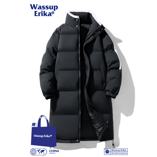 WASSUP ERIKA日系中長款條紋棉服男冬季加厚過膝大衣立領保暖外套 WASSUP ERIKA日系中長款條紋棉服男冬季加厚過膝大衣立領保暖外套