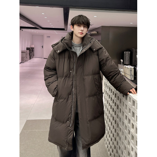 冬季超厚羽絨服男中長款過膝保暖中戯防寒寬松白鴨絨質感韓系外套 冬季超厚羽絨服男中長款過膝保暖中戯防寒寬松白鴨絨質感韓系外套