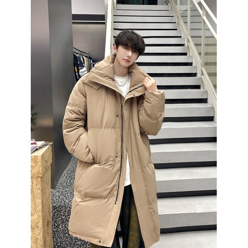 冬季超厚羽絨服男中長款過膝保暖中戯防寒寬松白鴨絨質感韓系外套 冬季超厚羽絨服男中長款過膝保暖中戯防寒寬松白鴨絨質感韓系外套