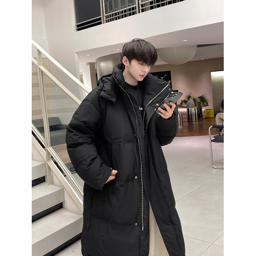 冬季超厚羽絨服男中長款過膝保暖中戯防寒寬松白鴨絨質感韓系外套 冬季超厚羽絨服男中長款過膝保暖中戯防寒寬松白鴨絨質感韓系外套