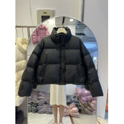 免洗PU皮羽絨服女2025年新款立領韓版白鴨絨小個子麵包服外套潮