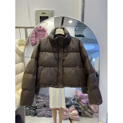 免洗PU皮羽絨服女2025年新款立領韓版白鴨絨小個子麵包服外套潮 免洗PU皮羽絨服女2025年新款立領韓版白鴨絨小個子麵包服外套潮