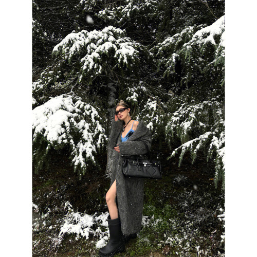 Turn up/陳腿兒 法式毛呢外套女冬季小衆高級感灰色長款呢子大衣