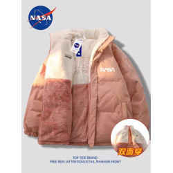 2024反季雙面穿羽絨服男女情侶款寬松加厚保暖棉服羊羔絨冬季外套