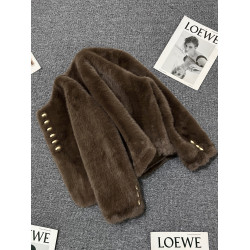 咖色貂絨短外套女2025秋冬新款小個子設計感氣質休閒高級好看上衣