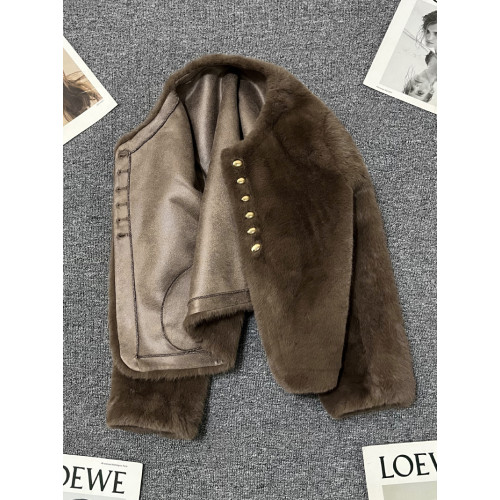 咖色貂絨短外套女2025秋冬新款小個子設計感氣質休閒高級好看上衣 咖色貂絨短外套女2025秋冬新款小個子設計感氣質休閒高級好看上衣