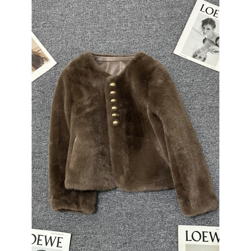 咖色貂絨短外套女2025秋冬新款小個子設計感氣質休閒高級好看上衣 咖色貂絨短外套女2025秋冬新款小個子設計感氣質休閒高級好看上衣