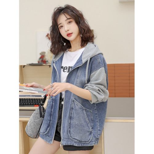 復古拼接連帽牛仔外套女2025春秋新款設計感夾克寬松拉鍊減齡上衣 復古拼接連帽牛仔外套女2025春秋新款設計感夾克寬松拉鍊減齡上衣