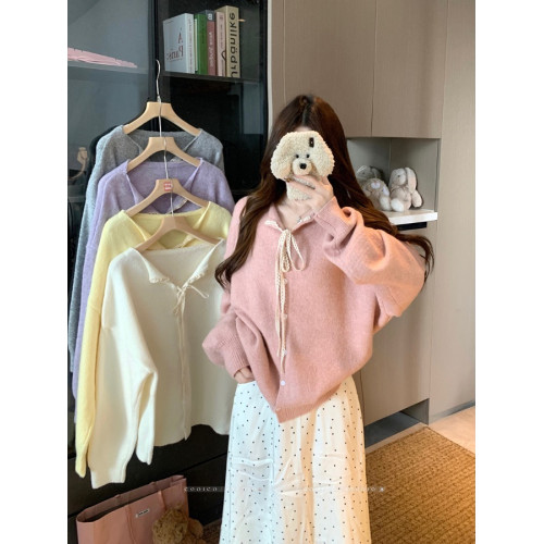 大碼微胖慵懶風蕾絲毛衣女2025新款秋季軟糯休閒長袖針織開衫上衣 大碼微胖慵懶風蕾絲毛衣女2025新款秋季軟糯休閒長袖針織開衫上衣