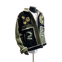 美式復古cleanfit撞色拼接麂皮絨加厚棉服刺綉小衆棉衣設計感外套