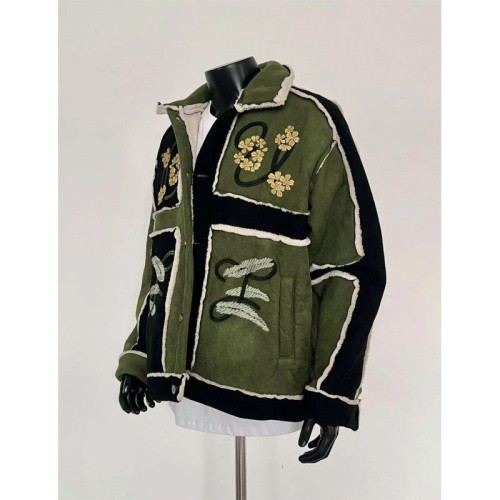 美式復古cleanfit撞色拼接麂皮絨加厚棉服刺綉小衆棉衣設計感外套 美式復古cleanfit撞色拼接麂皮絨加厚棉服刺綉小衆棉衣設計感外套