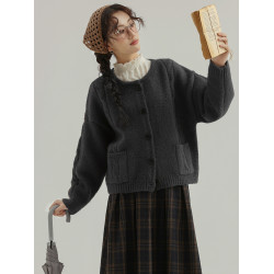 【南陌森】復古韓版慵懶風針織毛衣外套秋冬設計感小香風開衫上衣