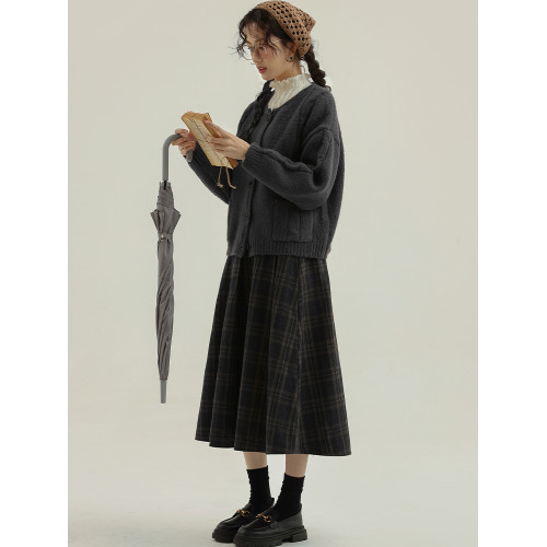 【南陌森】復古韓版慵懶風針織毛衣外套秋冬設計感小香風開衫上衣 【南陌森】復古韓版慵懶風針織毛衣外套秋冬設計感小香風開衫上衣