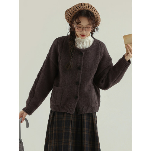 【南陌森】復古韓版慵懶風針織毛衣外套秋冬設計感小香風開衫上衣 【南陌森】復古韓版慵懶風針織毛衣外套秋冬設計感小香風開衫上衣