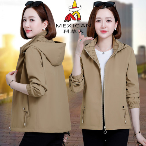 稻草人雙面穿外套女春秋2025新款媽媽女裝洋氣短款風衣夾克上衣服 稻草人雙面穿外套女春秋2025新款媽媽女裝洋氣短款風衣夾克上衣服