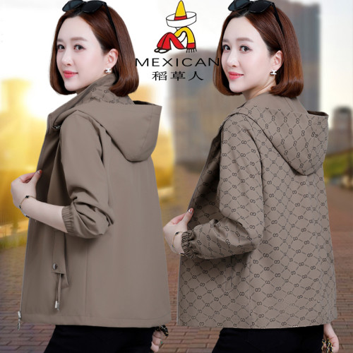 稻草人雙面穿外套女春秋2025新款媽媽女裝洋氣短款風衣夾克上衣服 稻草人雙面穿外套女春秋2025新款媽媽女裝洋氣短款風衣夾克上衣服