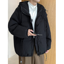 羽絨服男冬季新款港風加厚ins潮流百搭純色棉襖寬松款連帽麵包服