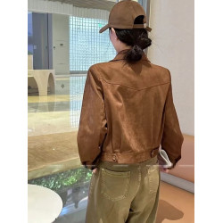 2025春季新款麂皮絨短外套女小個子時尚休閒高級感超好看夾克上衣