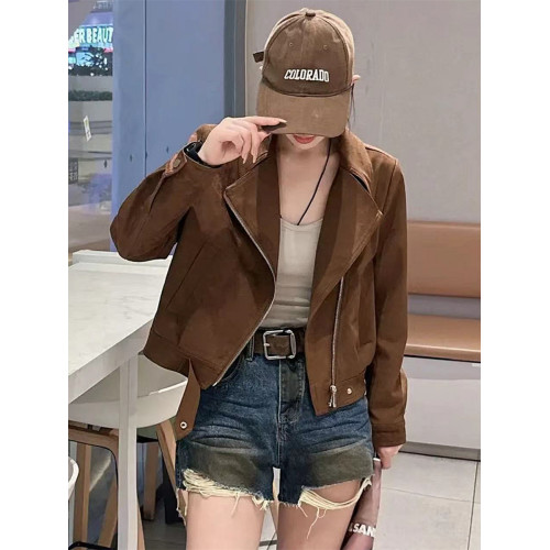 2025春季新款麂皮絨短外套女小個子時尚休閒高級感超好看夾克上衣 2025春季新款麂皮絨短外套女小個子時尚休閒高級感超好看夾克上衣