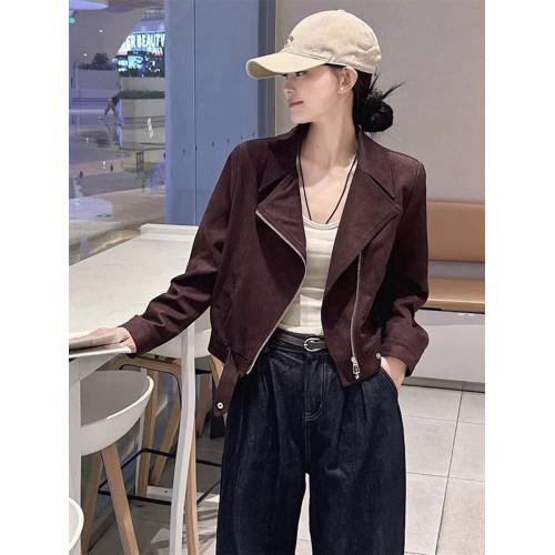 2025春季新款麂皮絨短外套女小個子時尚休閒高級感超好看夾克上衣 2025春季新款麂皮絨短外套女小個子時尚休閒高級感超好看夾克上衣