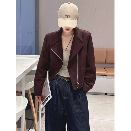 2025春季新款麂皮絨短外套女小個子時尚休閒高級感超好看夾克上衣 2025春季新款麂皮絨短外套女小個子時尚休閒高級感超好看夾克上衣