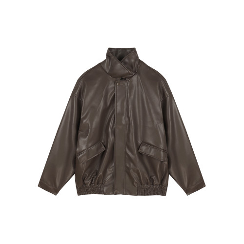 美式復古咖色皮衣外套女秋冬機車服PU皮夾克休閒寬鬆顯瘦氣質上衣