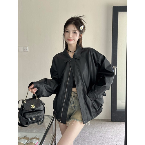 美式復古咖色皮衣外套女秋冬機車服PU皮夾克休閒寬鬆顯瘦氣質上衣