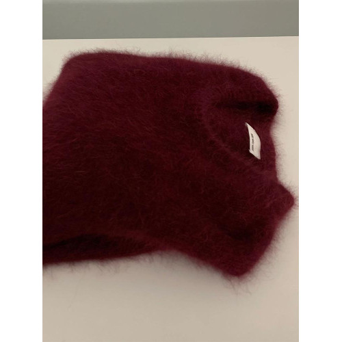 酒紅色復古圓領水貂絨毛衣女秋冬新款高級感超好看慵懶軟糯針織衫 酒紅色復古圓領水貂絨毛衣女秋冬新款高級感超好看慵懶軟糯針織衫