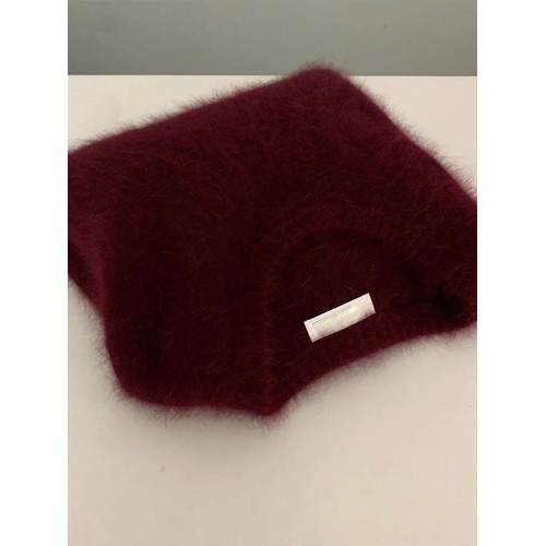酒紅色復古圓領水貂絨毛衣女秋冬新款高級感超好看慵懶軟糯針織衫 酒紅色復古圓領水貂絨毛衣女秋冬新款高級感超好看慵懶軟糯針織衫