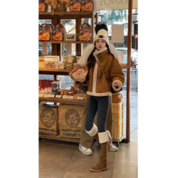 加厚皮毛一體麂皮絨短外套女2025冬季新款爆款復古寬松機車服秋冬