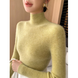 一線成衣100純羊毛半高領毛衣女內搭新款冬季修身打底洋氣針織衫