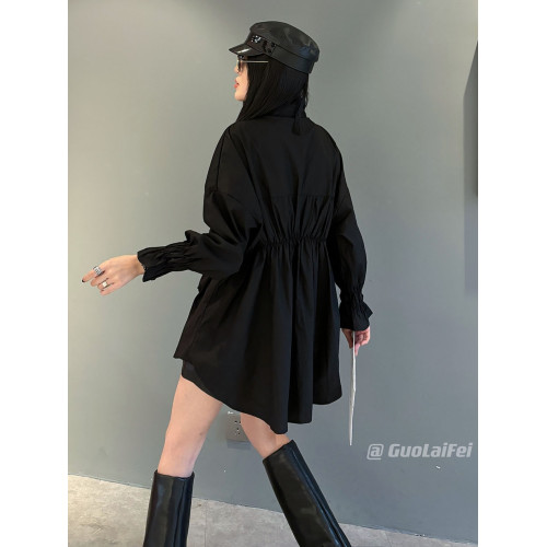 休閒2025秋冬季新款寬松長袖拼牛仔襯衫外套POLO領大碼女裝打底衫 休閒2025秋冬季新款寬松長袖拼牛仔襯衫外套POLO領大碼女裝打底衫